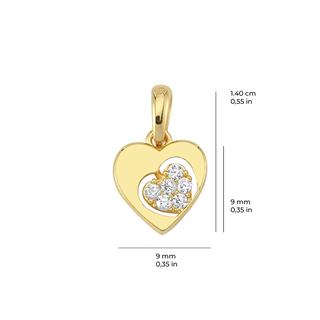 14 Ayar Kalp Taşlı Altın Kolye Ucu