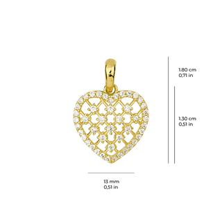 14 Ayar Altın Taşlı Kalp Kolye Ucu