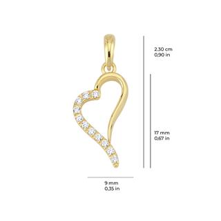14 Ayar Altın Taşlı Kalp Kolye Ucu