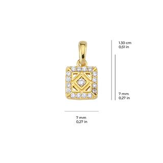 14 Ayar Altın Taşlı Kare Formlu Kolye Ucu