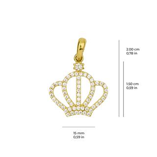 14 Ayar Altın Taşlı Taç Kolye Ucu
