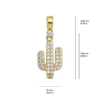 14 Ayar Kaktüs Altın Kolye Ucu