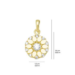 14 Ayar Yuvarlak Taşlı Altın Kolye Ucu
