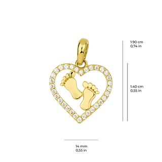 14 Ayar Altın Kalp Minik Ayaklı Kolye Ucu