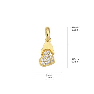 14 Ayar Kalp Taşlı Altın Kolye Ucu