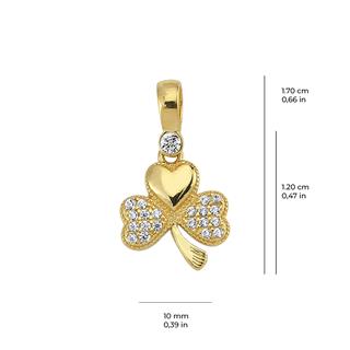 14 Ayar Altın Taşlı Yonca Kolye Ucu