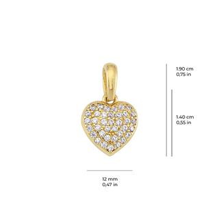 14 Ayar Altın Taşlı Kalp Kolye Ucu