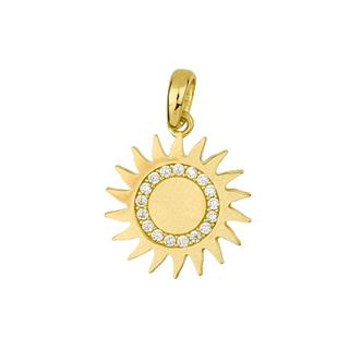 14 Ayar Altın Taşlı Güneş Kolye Ucu