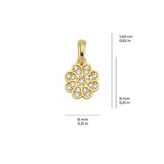 14 Ayar Altın Taşlı Çiçek Kolye Ucu