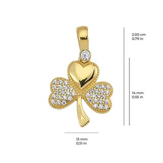 14 Ayar Altın Taşlı Yonca Kolye Ucu