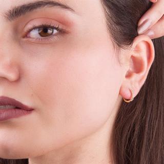 14 Ayar Taşlı Halka Altın Küpe