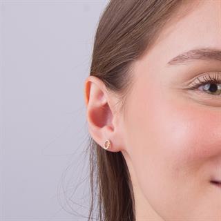 14 Ayar Altın Yuvarlak Taşlı Küpe