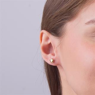 14 Ayar Altın Yıldız Küpe