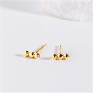 14 Ayar Noktalı Çubuk Altın Küpe