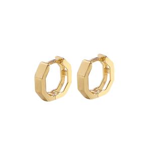 14 Ayar Altıgen Minik Halka Altın Küpe