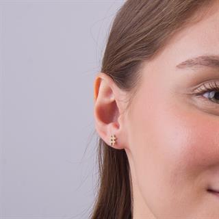 14 Ayar Taşlı Diyez İşareti Altın Küpe