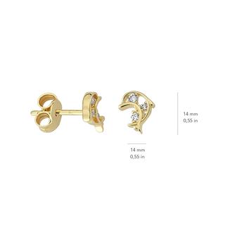 14 Ayar Altın Taşlı Yunus Küpe