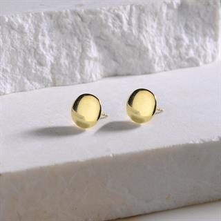 14 Ayar Altın Sade Oval Küpe