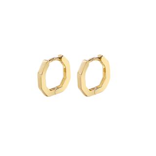 14 Ayar Altıgen Minik Halka Altın Küpe