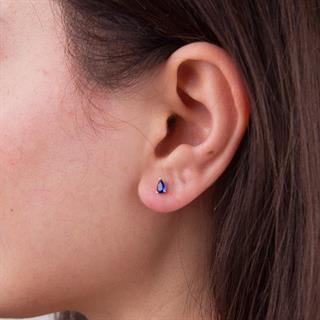 14 Ayar Safir Taşlı Altın Küpe