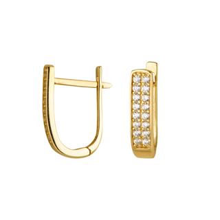 14 Ayar Çift Sıra Taşlı Altın Halka Küpe