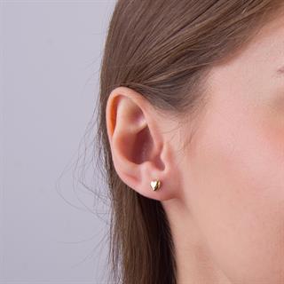 14 Ayar Bombeli Kalp Altın Küpe