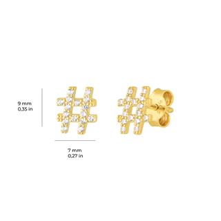 14 Ayar Taşlı Diyez İşareti Altın Küpe