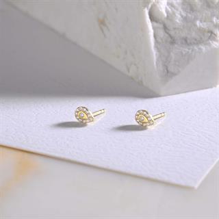 14 Ayar Altın Taşlı Damla Küpe