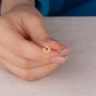 14 Ayar Altın Minik Geometrik Küpe