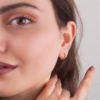 14 Ayar Altın Minik Modern Burgulu Halka Küpe