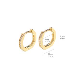 14 Ayar Altıgen Halka Altın Küpe