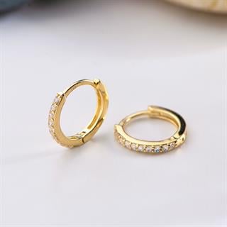 14 Ayar Taşlı Halka Altın Küpe