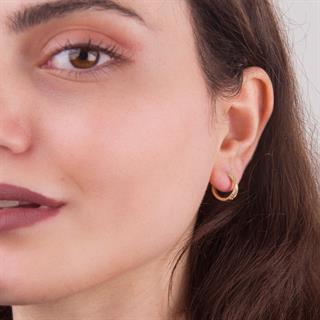 14 Ayar Taşlı Halka Altın Küpe