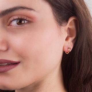 14 Ayar Minik Kalp Halka Altın Küpe