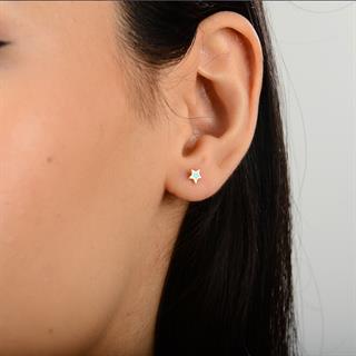 14 Ayar Renkli Yıldız Altın Küpe