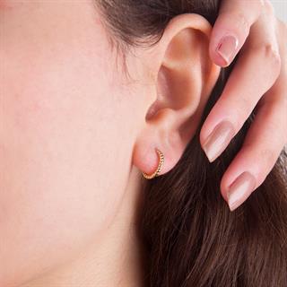 14 Ayar Altın Minik Modern Burgulu Halka Küpe