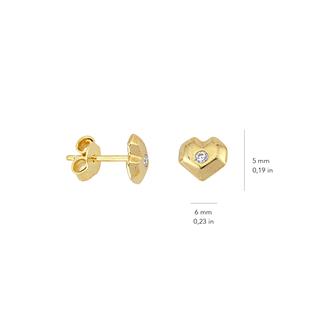 14 Ayar Altın Minik Kalp Tek Taşlı Küpe