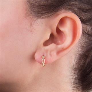 14 Ayar Taşlı Modern Halka Altın Küpe