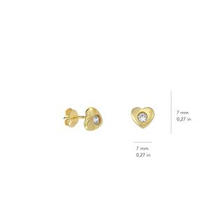 14 Ayar Altın Tek Taşlı Kalp Küpe