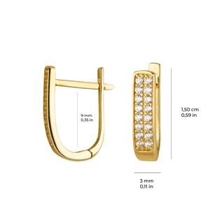 14 Ayar Çift Sıra Taşlı Altın Halka Küpe