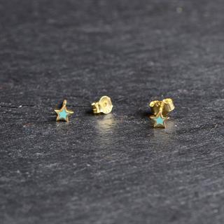 14 Ayar Renkli Yıldız Altın Küpe