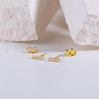 14 Ayar Taşlı Çubuk Altın Küpe