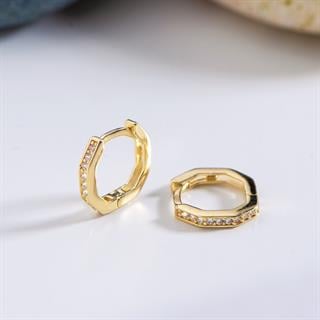 14 Ayar Altıgen Halka Altın Küpe