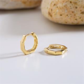 14 Ayar Altıgen Minik Halka Altın Küpe