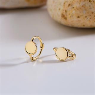 14 Ayar Modern Minik Yuvarlak Halka Altın Küpe