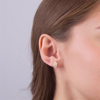 14 Ayar Taşlı Fatma Ana Eli Altın Küpe