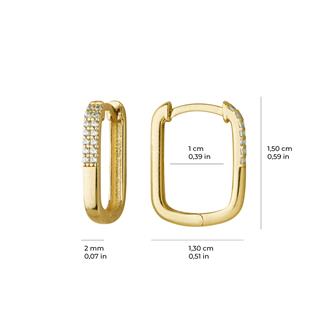 14 Ayar Modern Taşlı Halka Altın Küpe