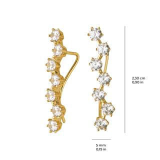 14 Ayar Modern Yedi Taşlı Altın Küpe