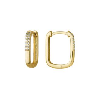 14 Ayar Modern Taşlı Halka Altın Küpe