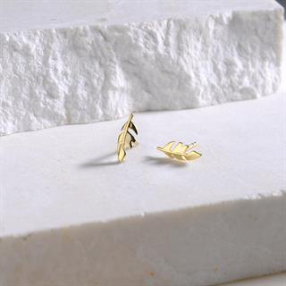 14 Ayar Altın Yaprak Küpe